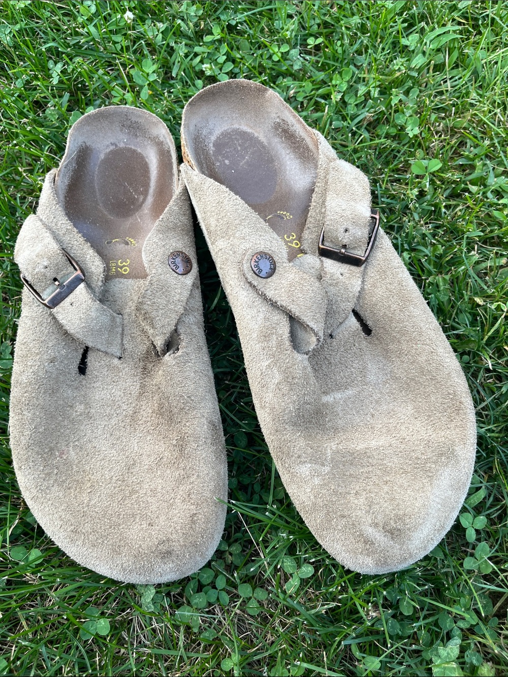 Birkenstock women 9  Taupe Suede mules